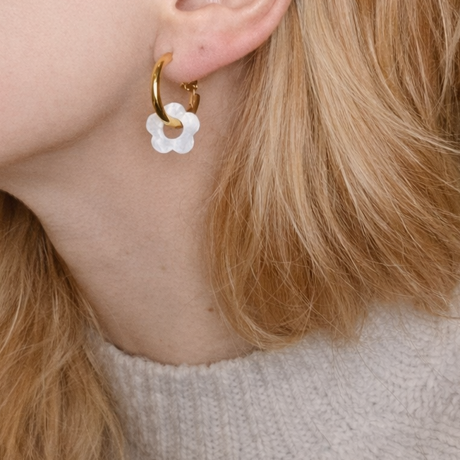 White blossom - boucles d'oreilles