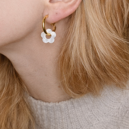 White blossom - boucles d'oreilles